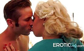 Blonde Babe in Red Hotpants Fucked horny