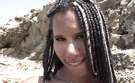 Horny Ebony Slut Blowjob at the Seaside!