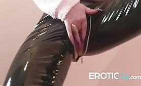 Grandma on the Ladder with her Dildo